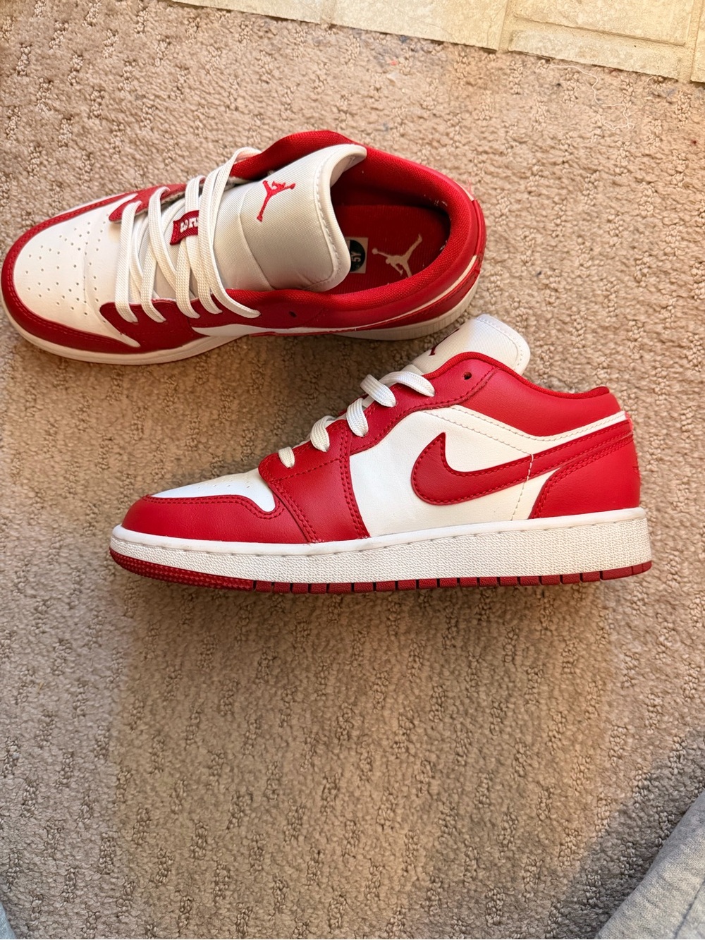 Nike Jordan Red and White Low-Top Sneakers